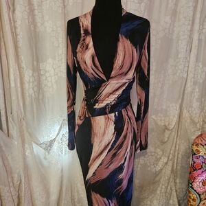 Fashion Nova Blue & Pink Swirl Dress